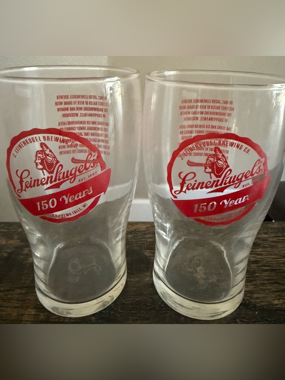 Leinenkugel's 150th Anniversary Commemorative Beer Glass. Jacob Leinenkugel Brew